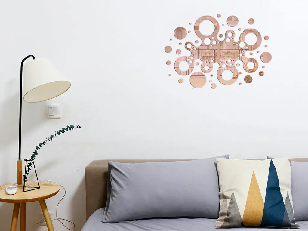 Decoraţiune perete Dante, din oglindă acrilică bronz, model geometric