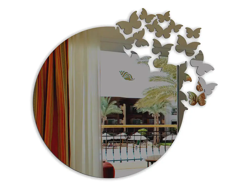 Oglindă decorativă Butterfly Rise, Folina, din oglindă acrilică gri, dimensiune oglindă 50 cm
