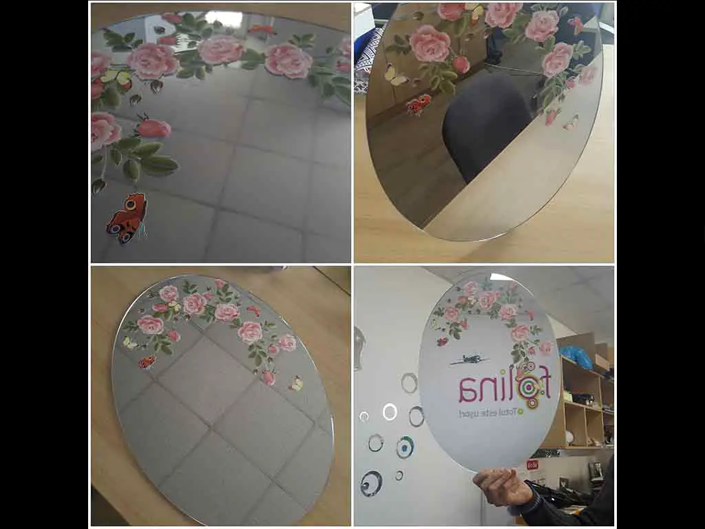 Oglindă decorativă Rosa, Folina, oglindă acrilică argintie, ovală, 50 cm