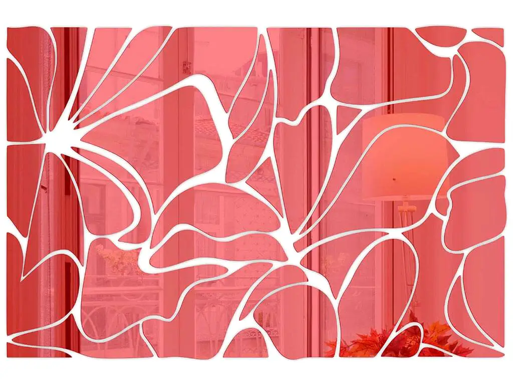 Oglindă decorativă Zora, Folina, decoratiune pentru perete din oglinda acrilica rosie, 120x80 cm