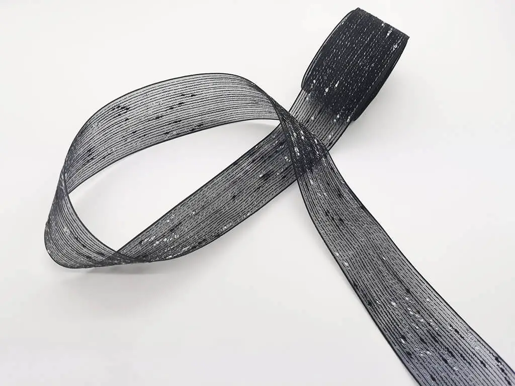 Panglică decorativă, Folina, neagră, transparentă, 4 cmx10 metri