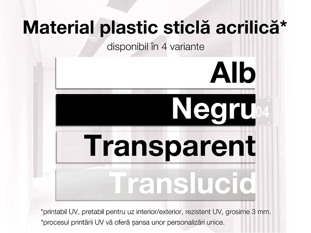 Plăcuță personalizată cu număr și adresă în două straturi, model modern printat UV, text personalizat, 25x10 cm