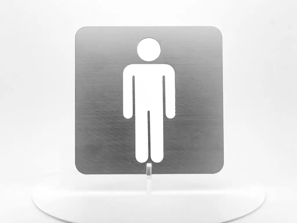 Plăcuță indicatoare toaletă bărbaţi, gravată în bond, 10x10 cm