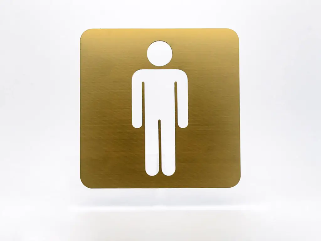 Plăcuță indicatoare toaletă bărbaţi, gravată în bond, 10x10 cm