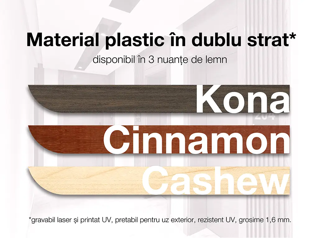 Placuță modernă personalizată cu print UV ideală pentru firme, birouri, spații comerciale sau instituții, 30x12 cm