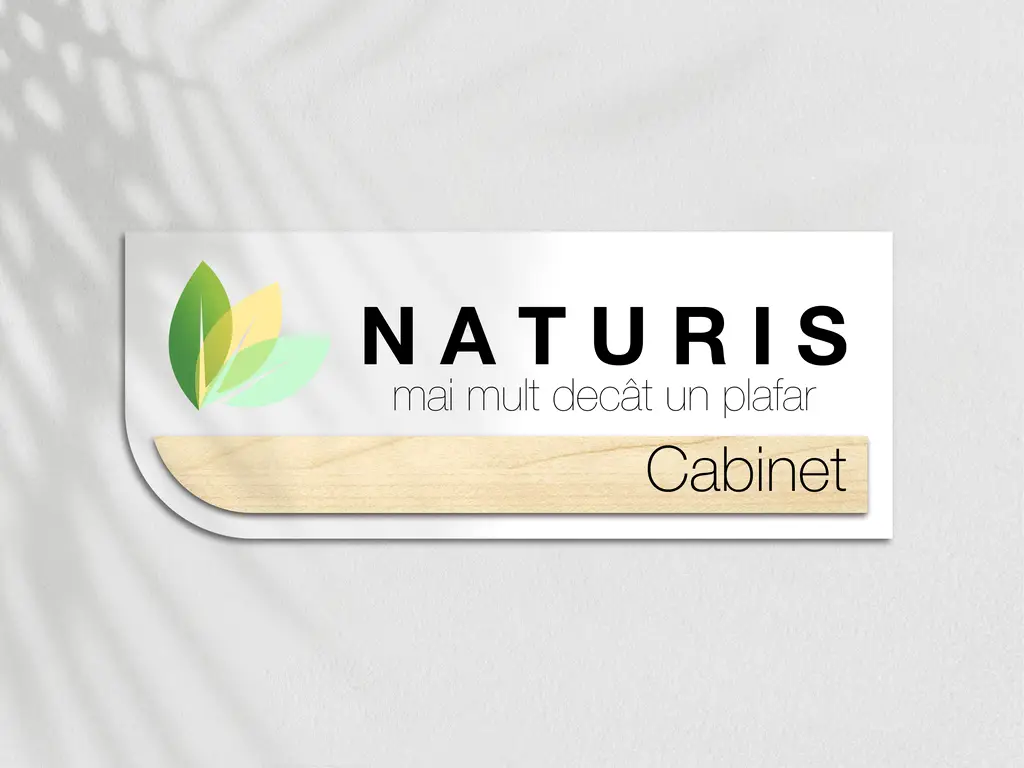 Placuță modernă personalizată cu print UV ideală pentru firme, birouri, spații comerciale sau instituții, 30x12 cm