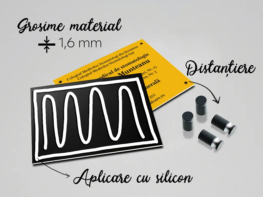 Plăcuță obligatorie pentru cabinetele stomatologice conformă deciziei emise de Colegiul Medicilor Stomatologi din România, 80x60 cm