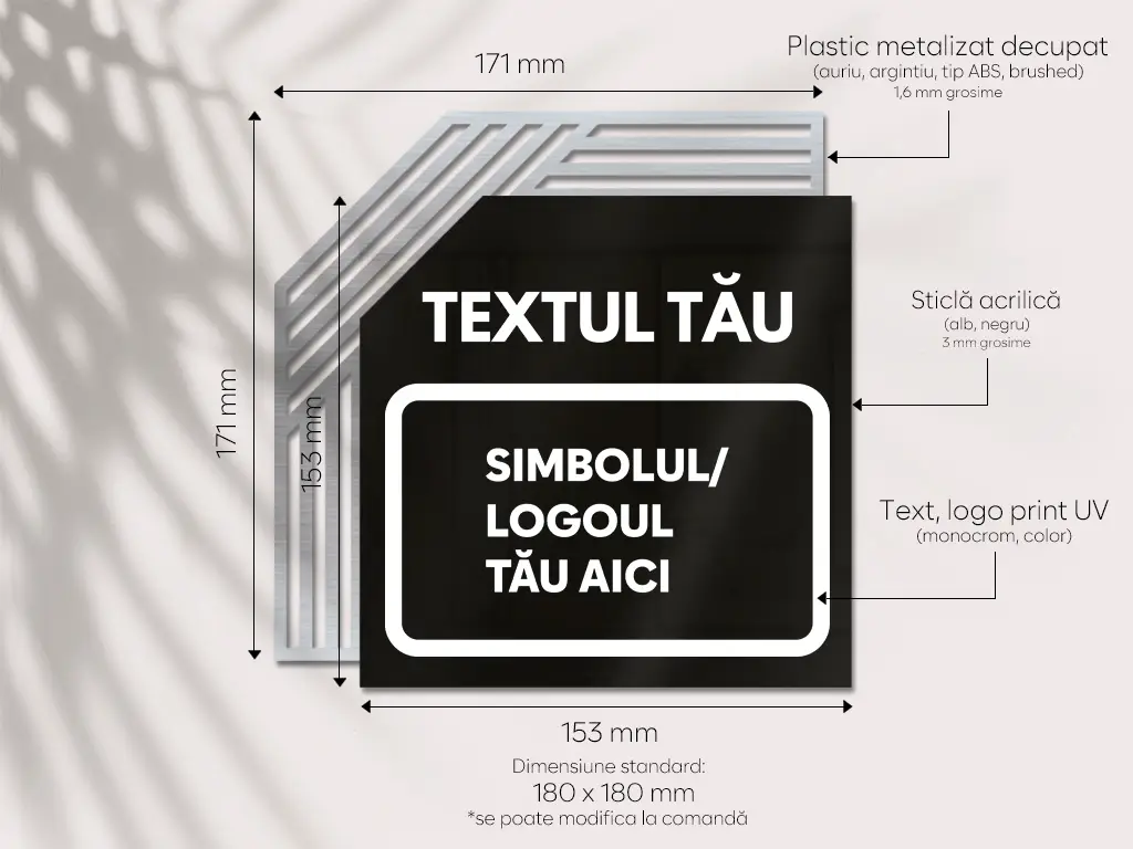 Plăcuță personalizată cu print UV ideală pentru firme, birouri, unități de cazare sau instituții