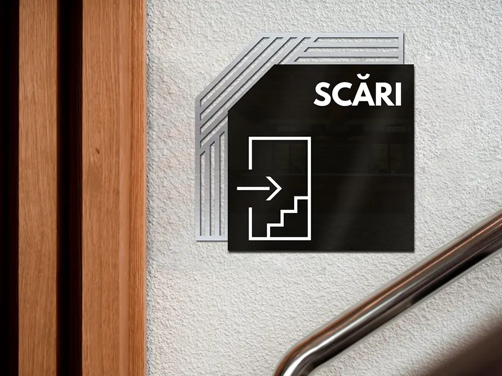 Plăcuță personalizată cu print UV ideală pentru firme, birouri, unități de cazare sau instituții