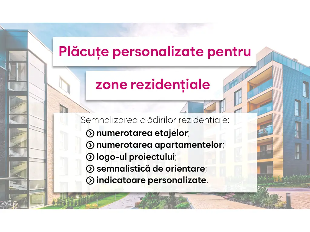 Plăcuțe de semnalizare personalizate pentru clădiri rezidențiale și scări de bloc: plăcuțe de semnalizare printate sau gravate