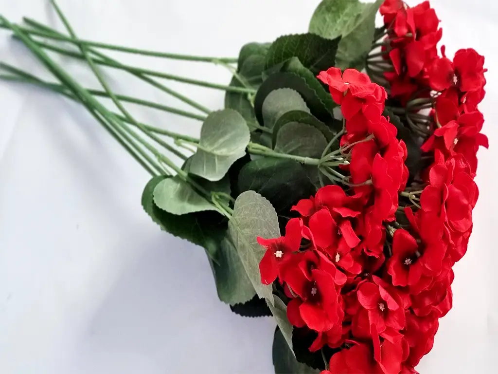 Buchet flori artificiale roşii, 5 fire, 60 cm înălţime