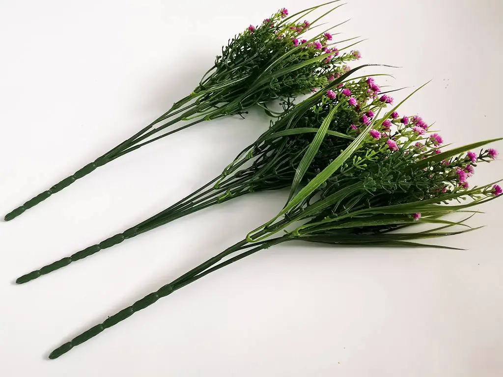 Flori artificiale roz purpuriu, buchet cu 3 crenguţe, 30 cm înălţime