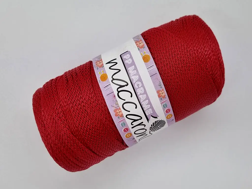 Snur rosu, Maccaroni PP Macrame, 2-3 mm grosime