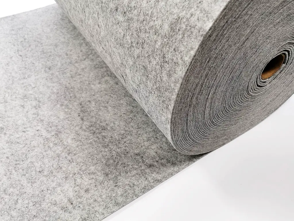 Fetru la metru, pâslă gri deschis cu grosime de 3 mm, cu lățimea de 90cm - produs 100% din materiale reciclate