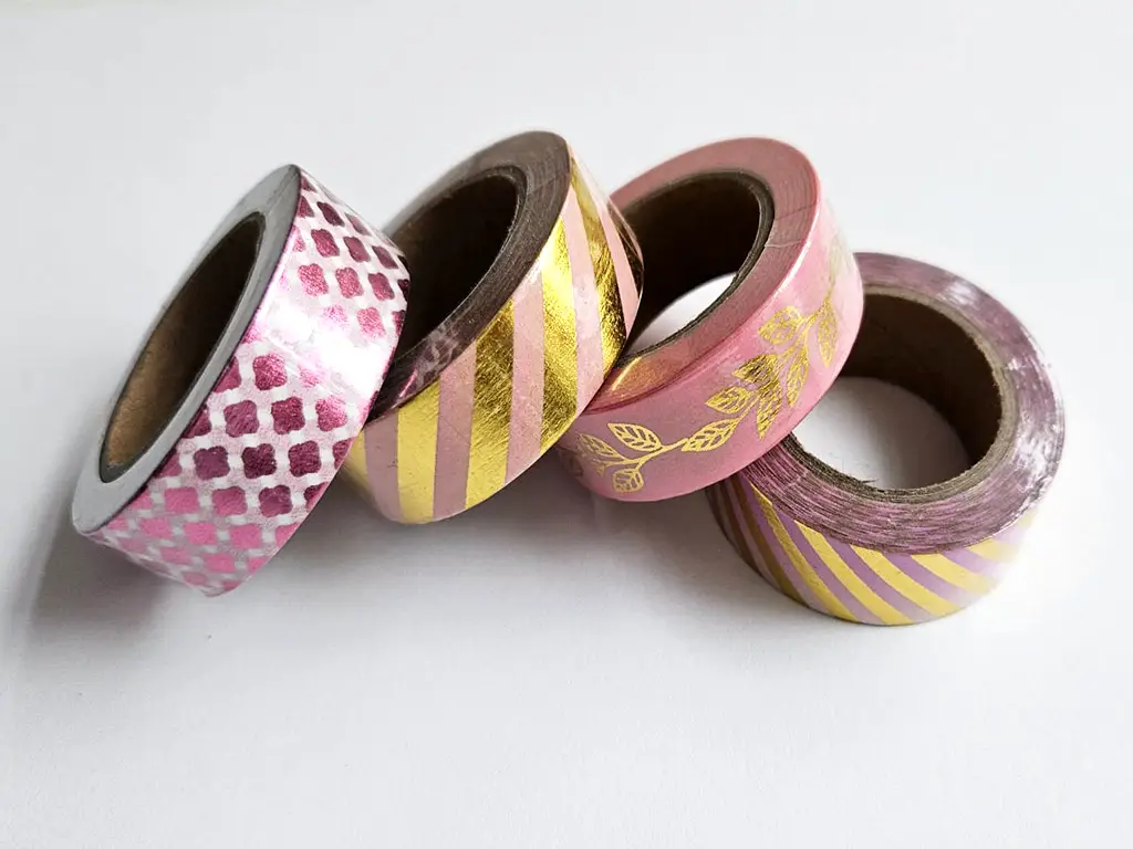 Set 4 role washi tape, benzi adezive decorative, modele roz