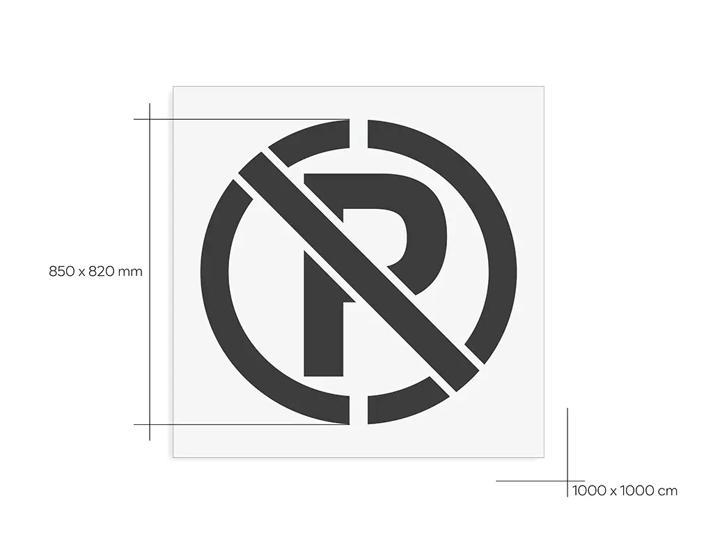 Șablon semnalizare Parcarea Interzisă, pentru parcări, căi de acces, rampe și intrări, 100x100 cm