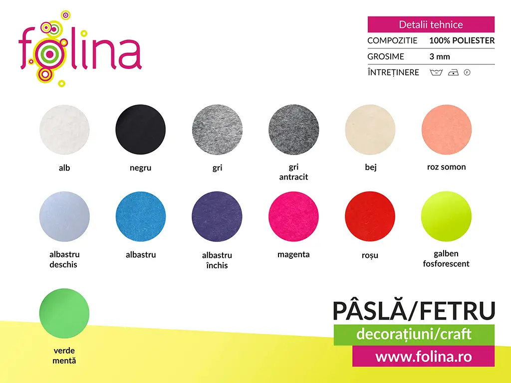 Set 10 decorațiuni creative din fetru albastru cu dinozauri pentru activități craft, Folina, pâslă cu grosime de 3 mm, diverse culori