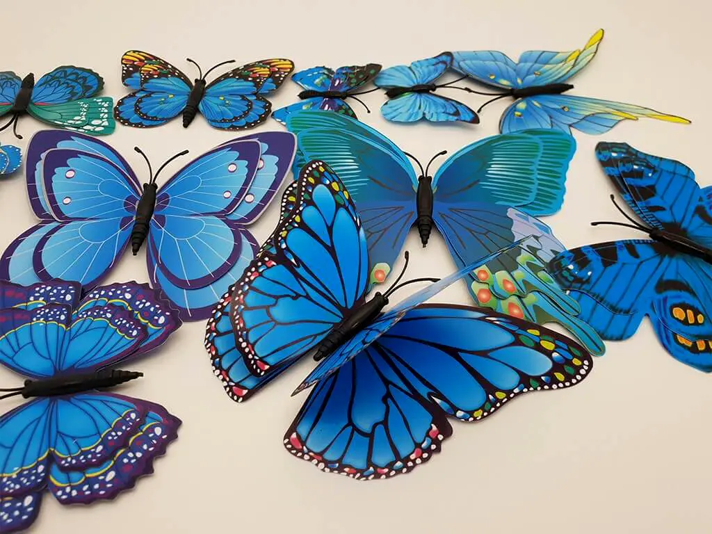 Set 12 stickere Fluturi 3D albaştri