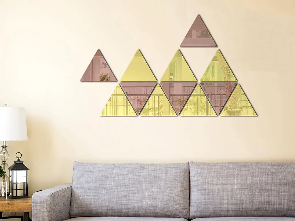 Set 12 stickere oglindă triunghiuri aurii şi bronz