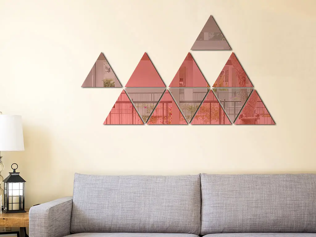Set 12 stickere oglindă triunghiuri roşii şi bronz