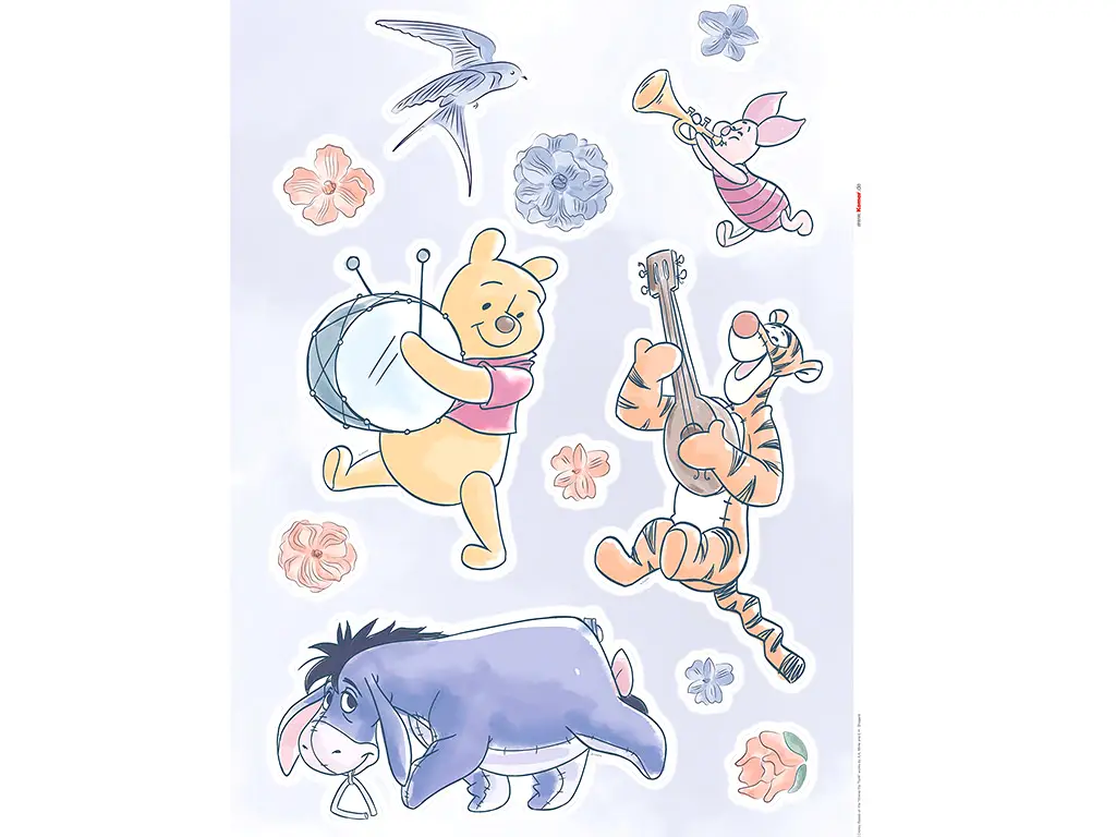 Stickere Ursuleţul Winnie the Pooh, Komar, Flowers and Music, planşă de 50x70 cm