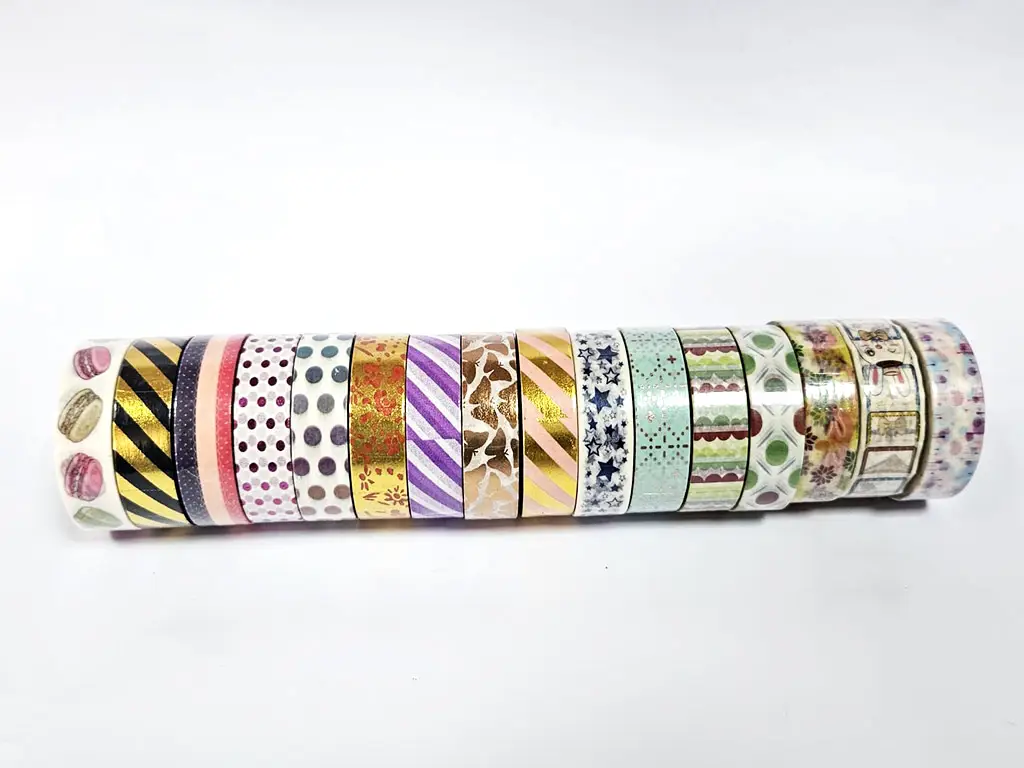 Set 16 role washi tape, benzi adezive cu diferite modele si culori, Folina MIX7