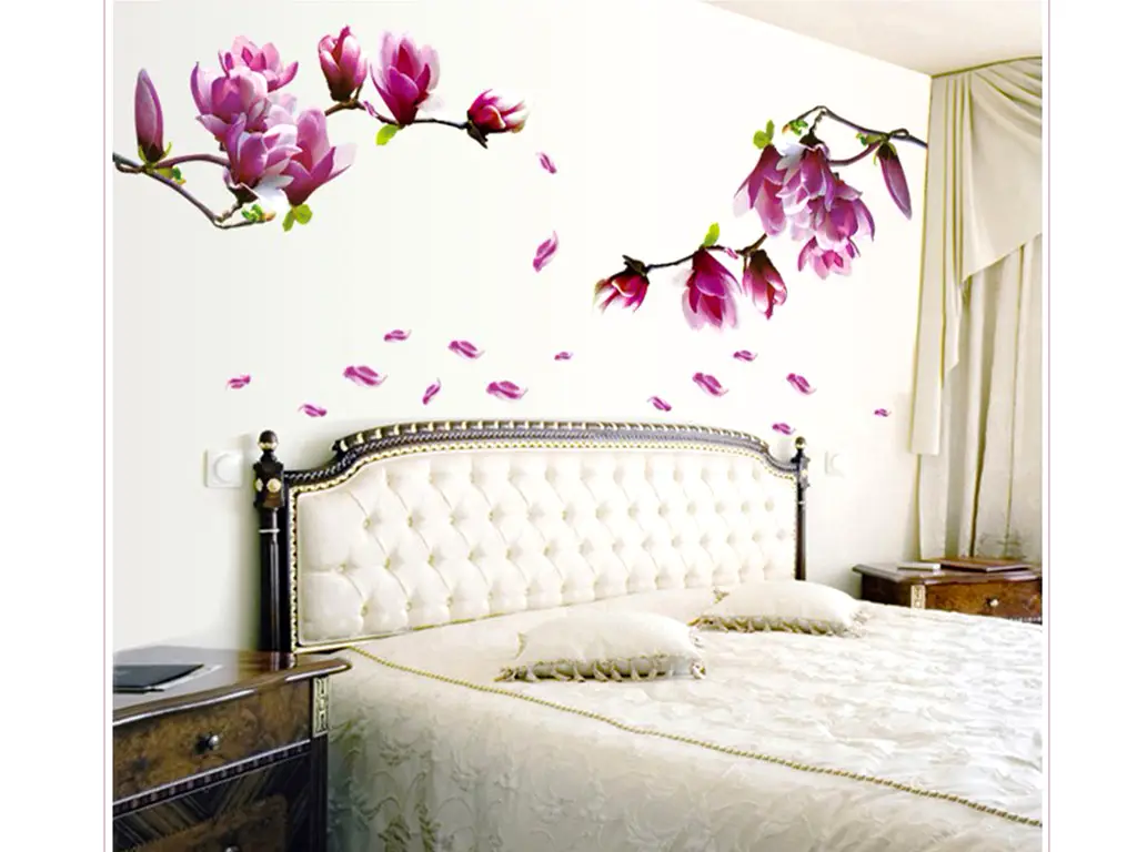 Stickere flori, 2 crengi cu magnolii înflorite