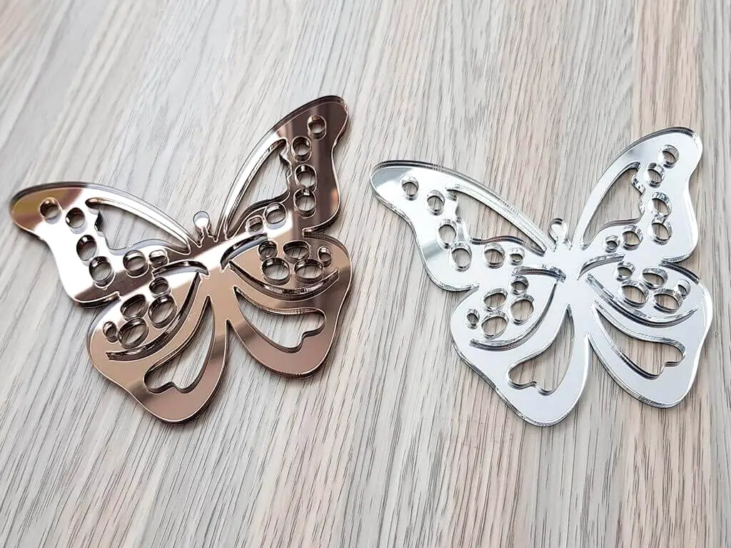 Set 2 stickere oglindă Fluture, Folina, argintiu şi bronz, dimensiune sticker 12x9 cm