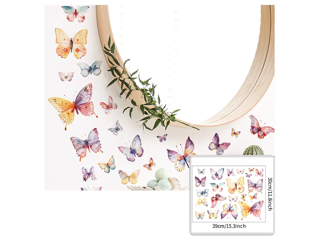 Set 21 stickere fluturi coloraţi, decor perete, mobilă, geam