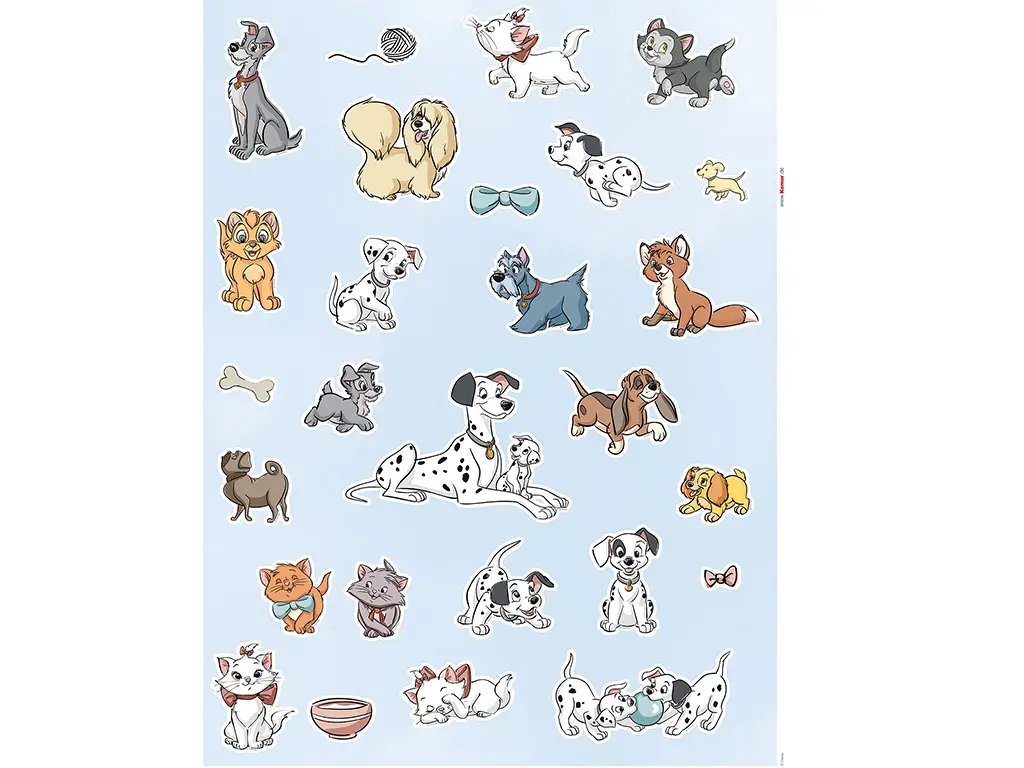 Set 27 stickere Disney Cats and Dogs, Komar, planşă de 50x70 cm