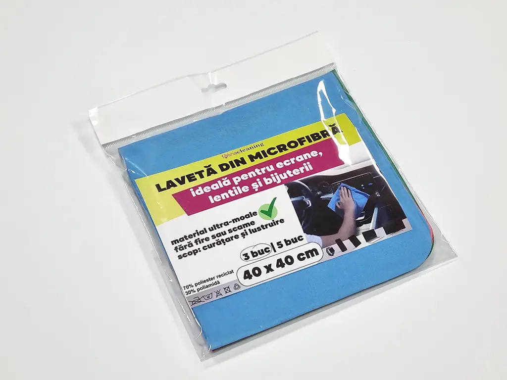 Set 3 lavete din microfibră ideale pentru suprafețele sensibile -  lentile, ecrane, bijuterii și veselă, dimeniune mare 40x40 cm, seturile conțin culori aleatorii