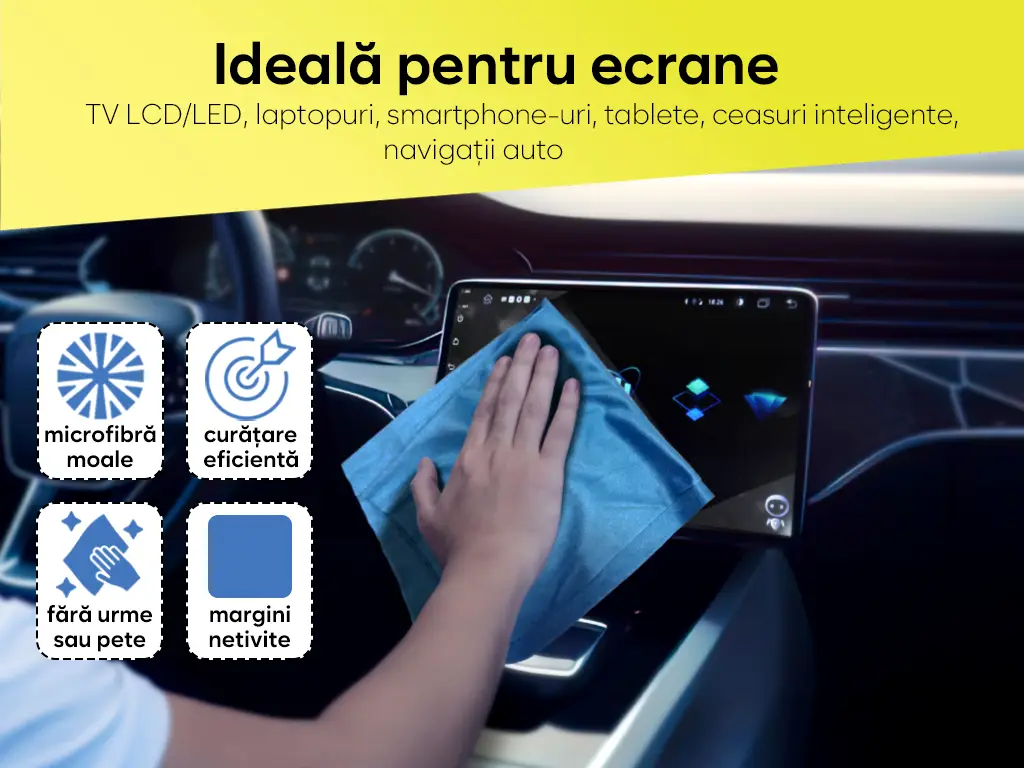 Set 3 lavete din microfibră ideale pentru suprafețele sensibile -  lentile, ecrane, bijuterii și veselă, dimeniune mare 40x40 cm, seturile conțin culori aleatorii