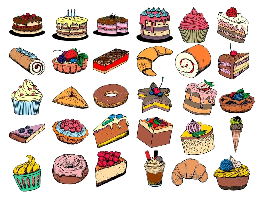 Set 30 stickere Prăjituri, Folina, autoadezive, multicolor