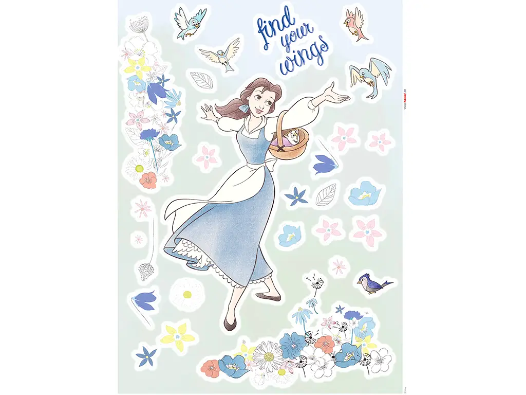 Stickere prinţesa Disney Belle, Komar, planşă de 50x70 cm