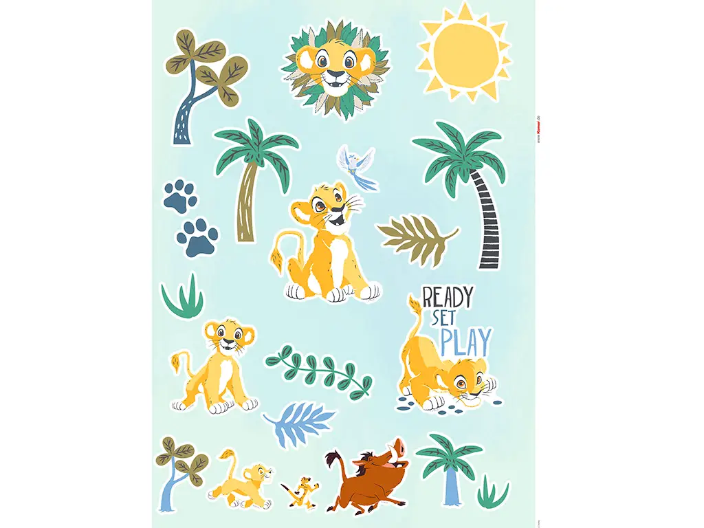 Set 34 stickere Regele Leu Palmtree, Komar, planşă de 50x70 cm