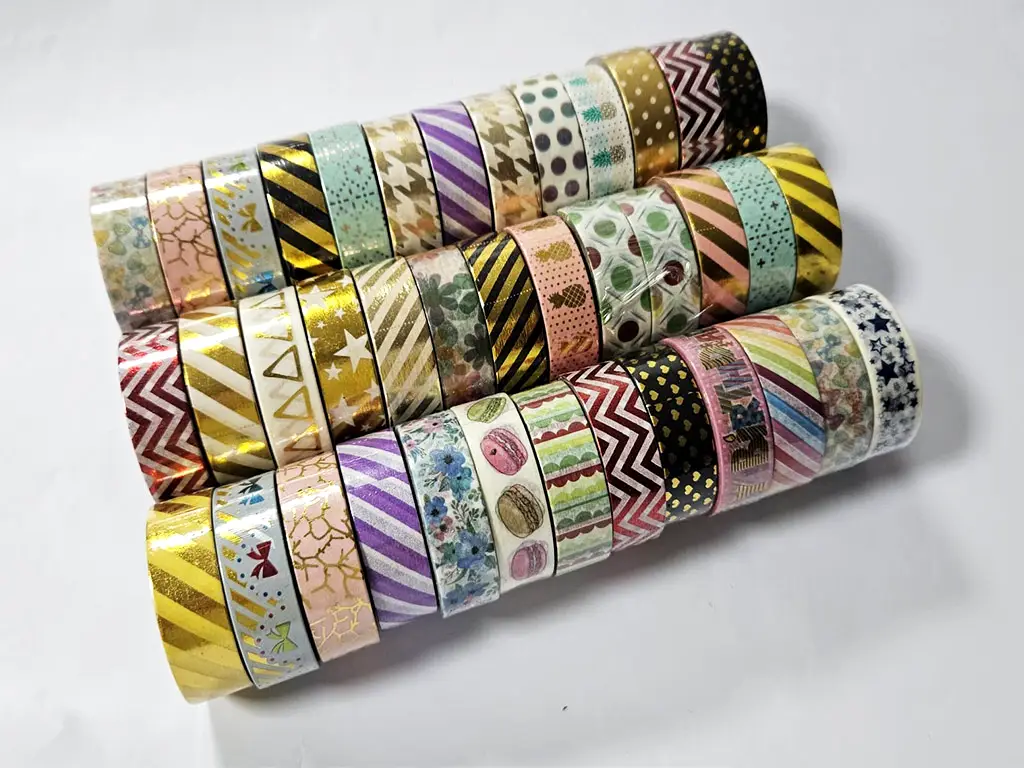 Set 39 role Washi Tape, benzi adezive decorative, diferite modele si culori