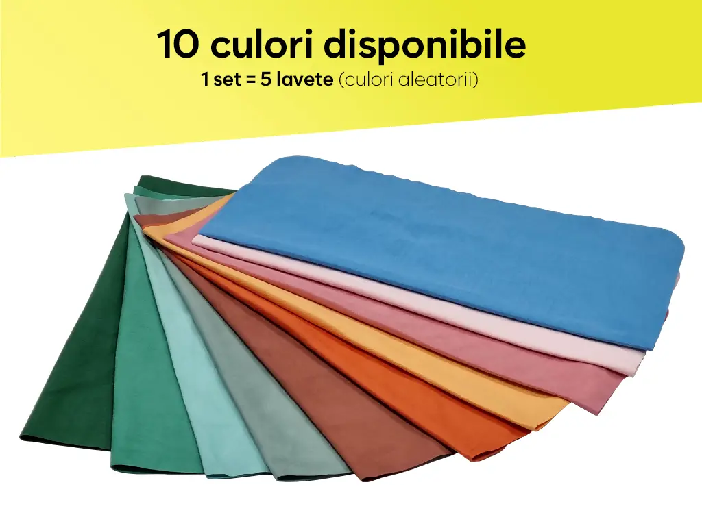 Set 5 lavete din microfibră ideale pentru suprafețele sensibile -  lentile, ecrane, bijuterii și veselă, dimeniune mare 40x40 cm, seturile conțin culori aleatorii