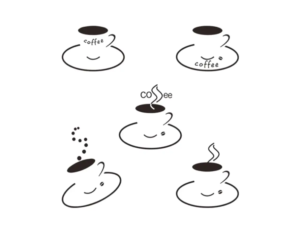 Set 5 stickere decorative Ceşti cafea, maro