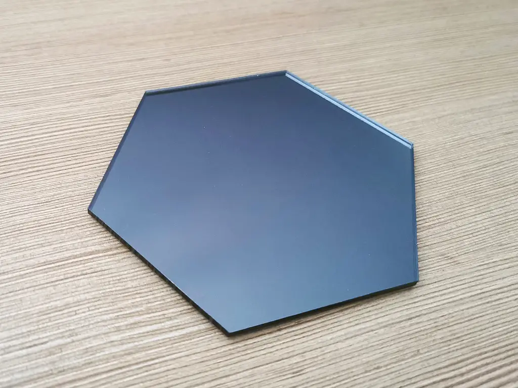 Set 10 stickere oglindă Hexagon, decoraţiune din oglindă acrilică fumurie, 10x12 cm