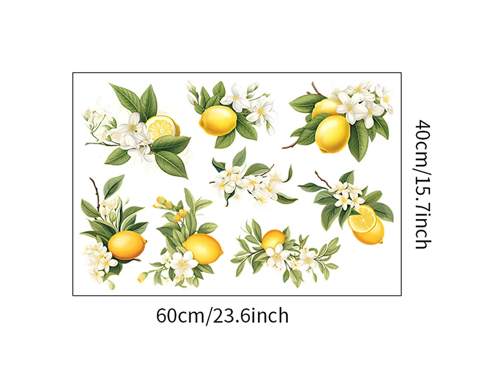 Set 8 stickere lămâi şi flori, decor mobilă, perete şi faianţă bucătărie