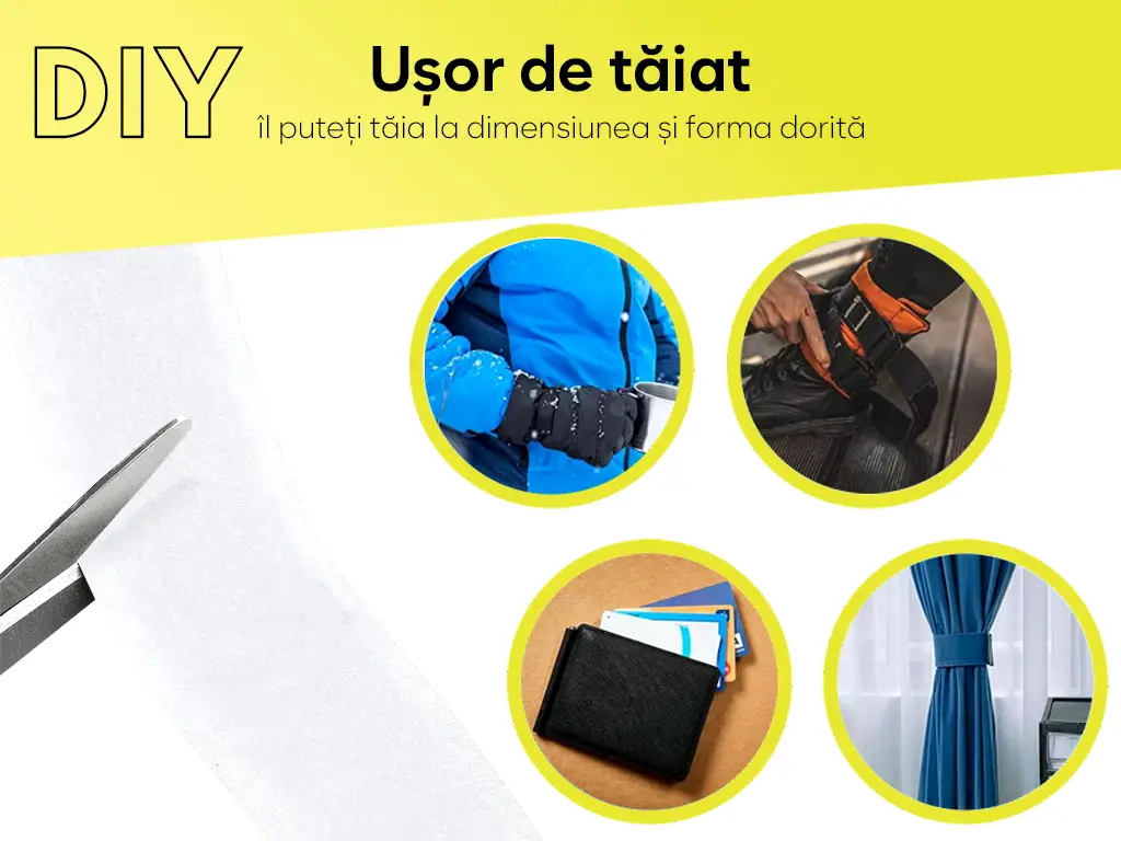 Set bandă Velcro fără adeziv, benzi Hook and Loop, set bandă cu scai și puf ideală pentru cusut, role cu lățimea de 20cm - culoare albă