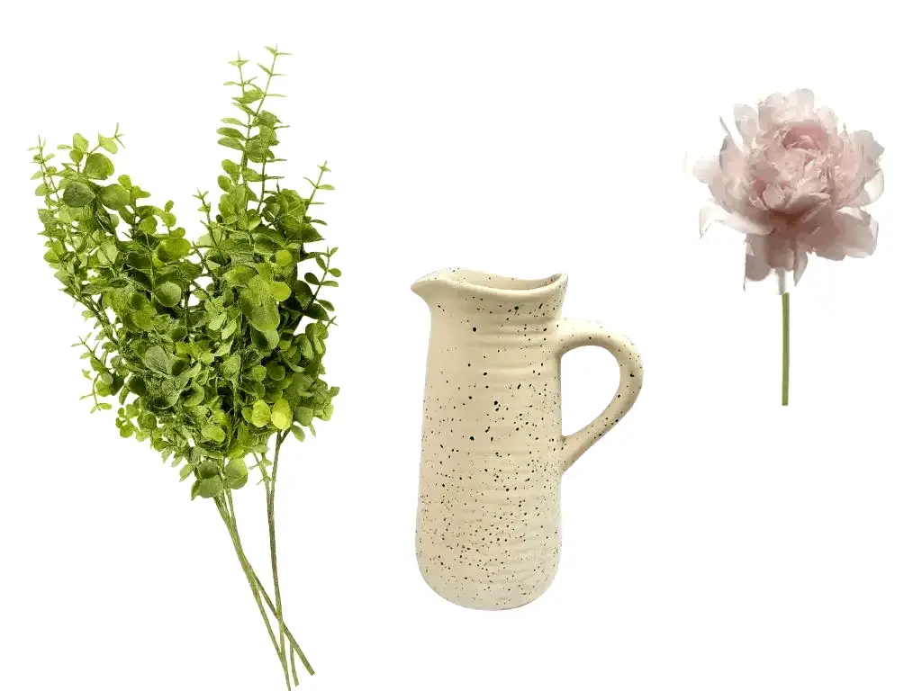 Set cadou Folina - vază ceramică, buchet plante artificiale, poster digital în ramă