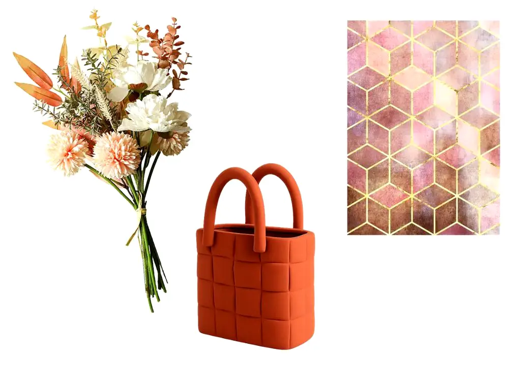 Set cadou Folina - vază ceramică, buchet flori artificiale și poster digital în ramă