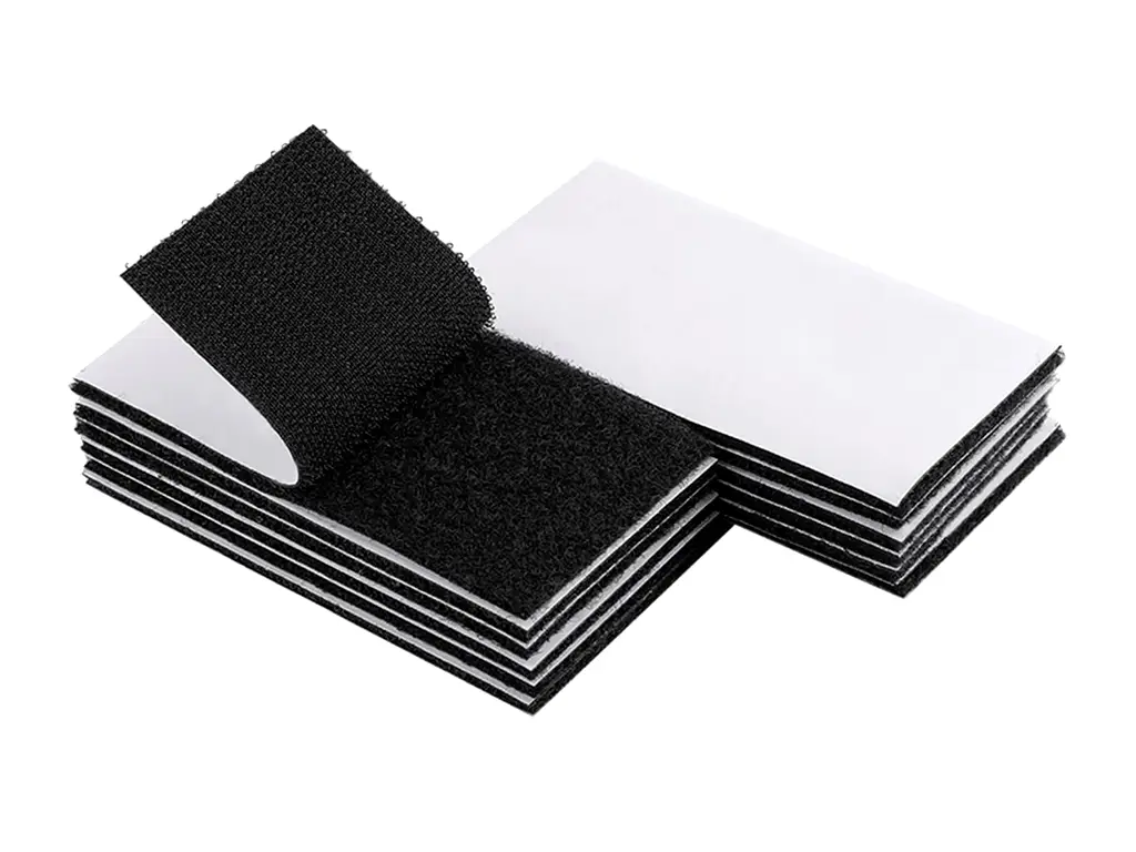 Set 10 dreptunghiuri Velcro cu adeziv, sistem Hook and Loop, arici autoadeziv, 5x10 cm - culoarea neagră