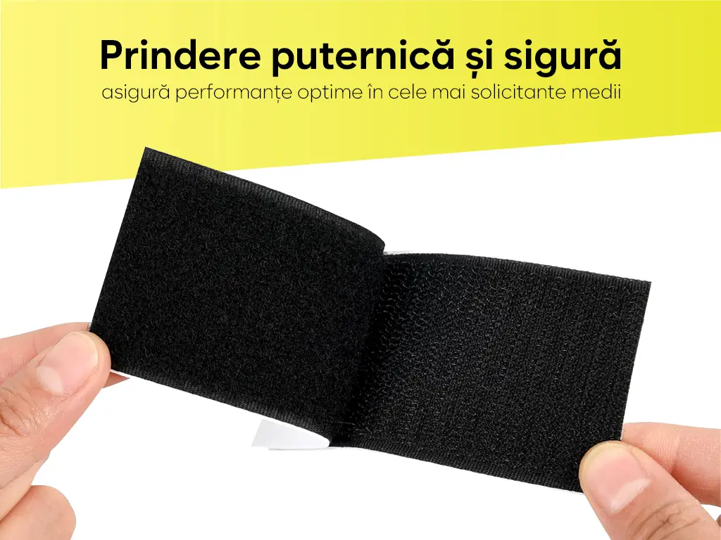 Set 10 dreptunghiuri Velcro fără adeziv,  sistem Hook and Loop, arici fără adeziv ideal pentru cusut, 5x10 cm - culoare neagră