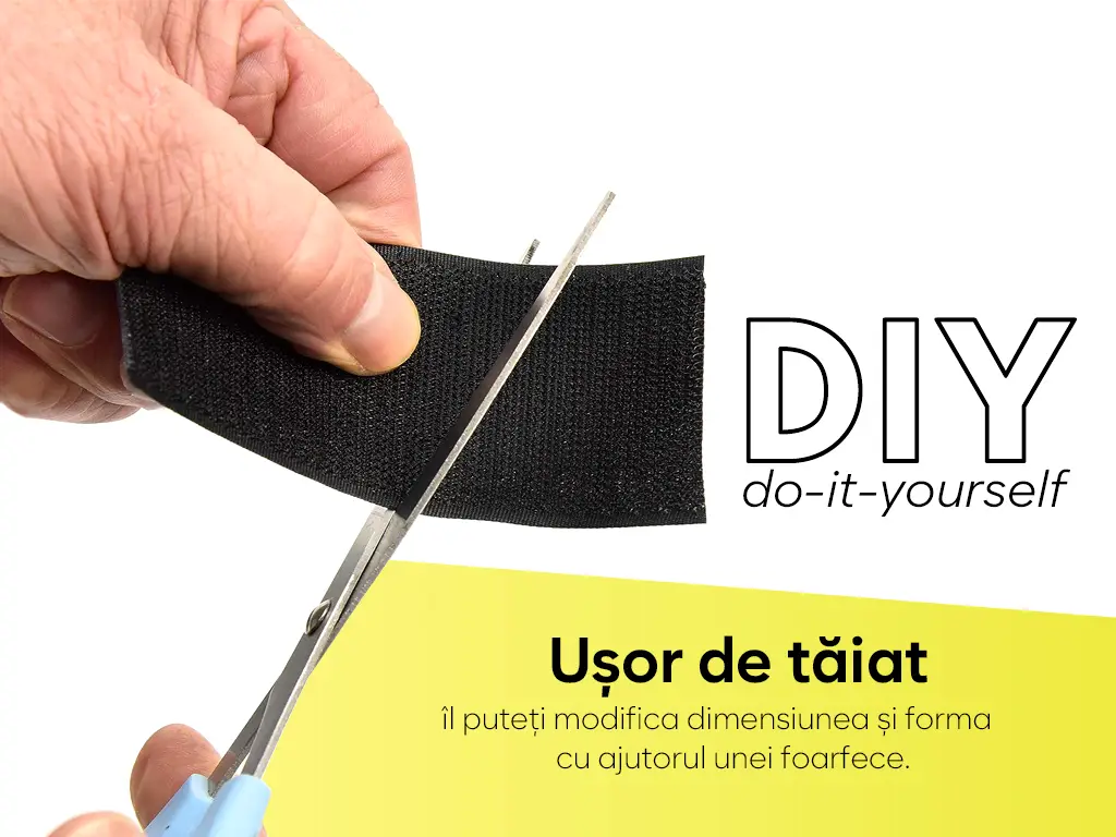 Set 10 dreptunghiuri Velcro fără adeziv,  sistem Hook and Loop, arici fără adeziv ideal pentru cusut, 5x10 cm - culoare neagră