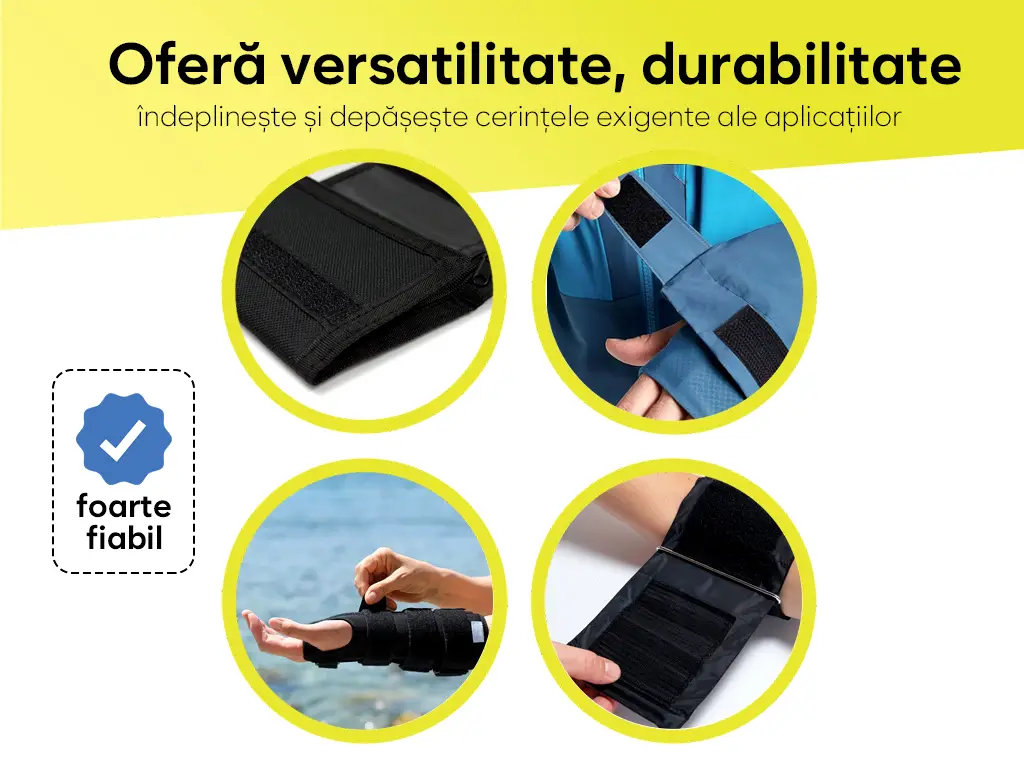 Set 10 dreptunghiuri Velcro fără adeziv,  sistem Hook and Loop, arici fără adeziv ideal pentru cusut, 5x10 cm - culoare neagră