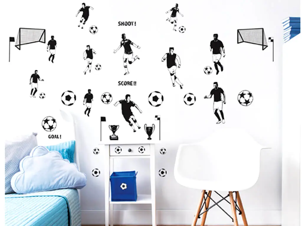 Set Stickere fotbalişti, Walltastic, decorațiune pentru copii, stickere autoadezive