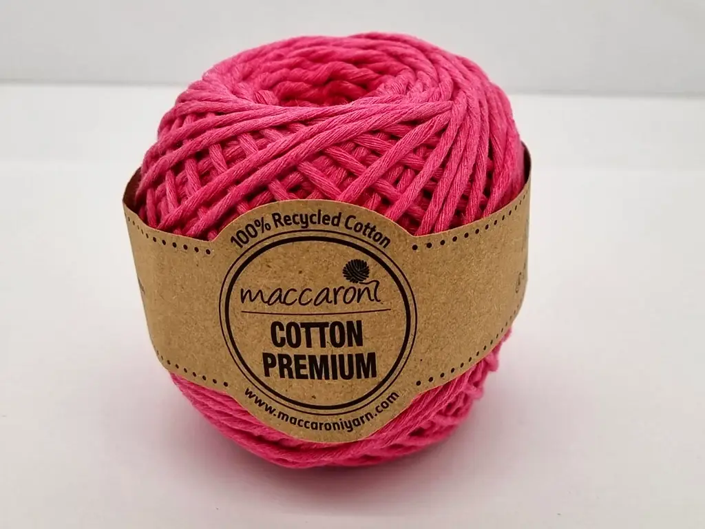 Sfoară bumbac roz fuchsia, Maccaroni Cotton Premium, fir de 2mm grosime, 100gr