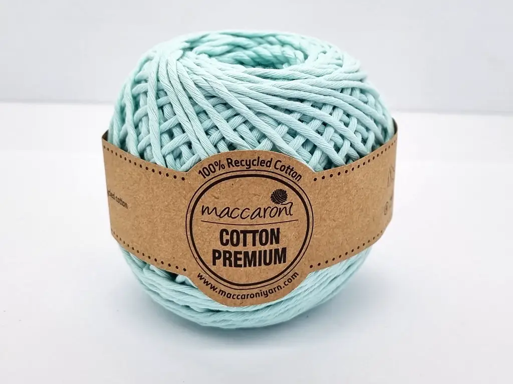 Sfoară bumbac vernil, Maccaroni Cotton Premium, fir de 2mm grosime, 100gr